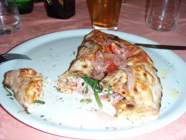 Calzone filled with parma ham and cheese